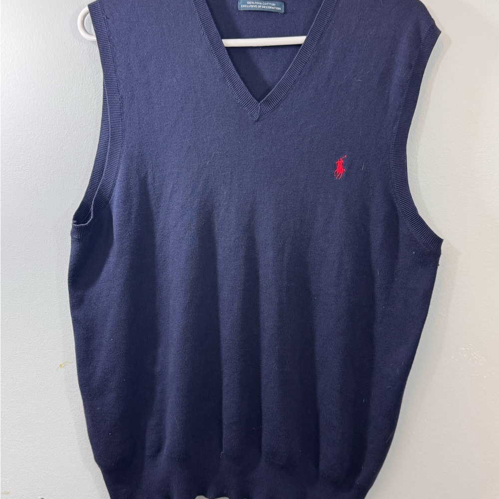 Men's Ralph Lauren V-Neck Navy Sweater Vest Size Large